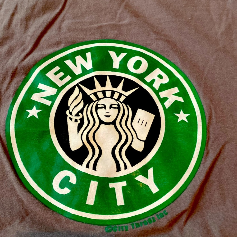 Unisex medium NYC Starbucks short sleeve t-shirt- olive green and green